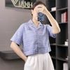 Áo C416 sơ mi ngắn tay croptop trẻ em A5673 / TÍM