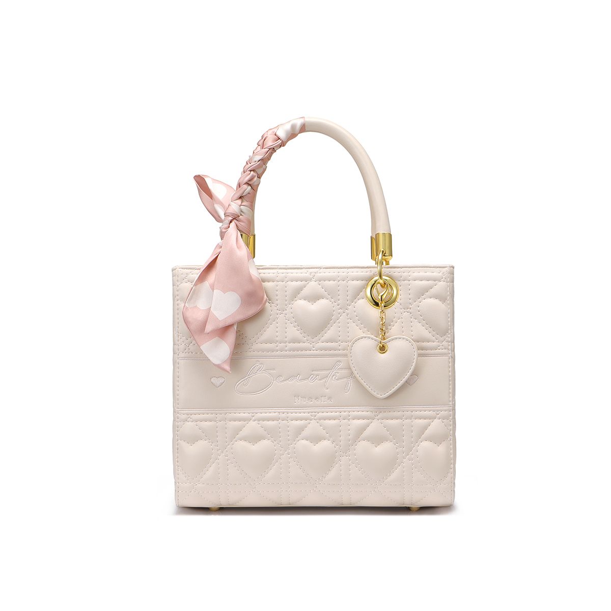 Túi xách A128 - A129 Nucelle phối khăn nơ charm tim 1172003 23.5 x 21