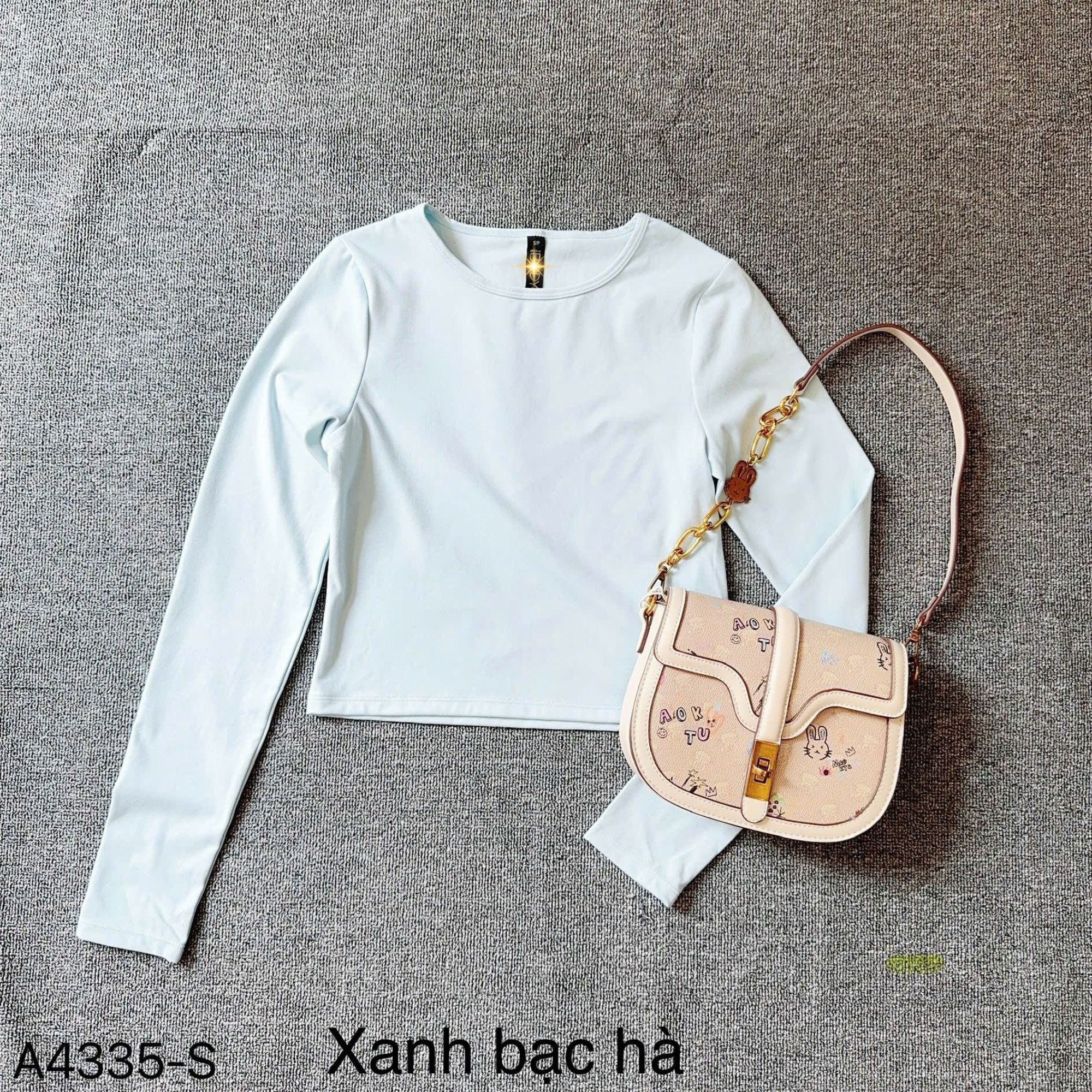 Áo C767 thun dài tay A4335 / XANH BẠC HÀ