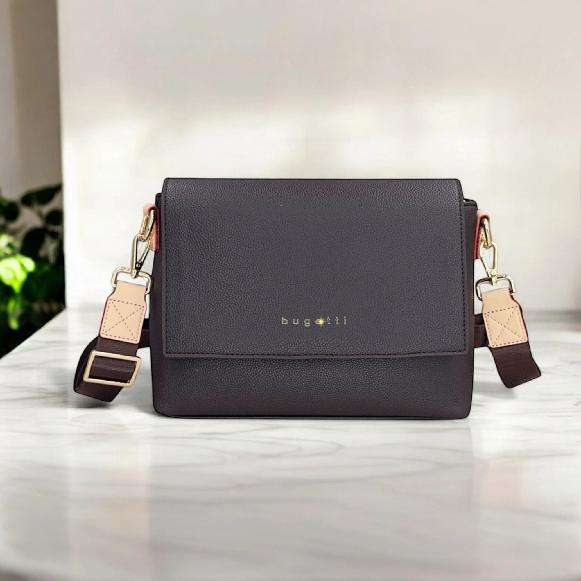 Túi xách style Âu chữ nhật nắp gập TX1251 NÂU ĐẬM ( Q77 )