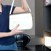 Túi xách Lau.ra.Shi.dai chữ nhật 2 dây kèm CHR xích / 25x16 / TRẮNG