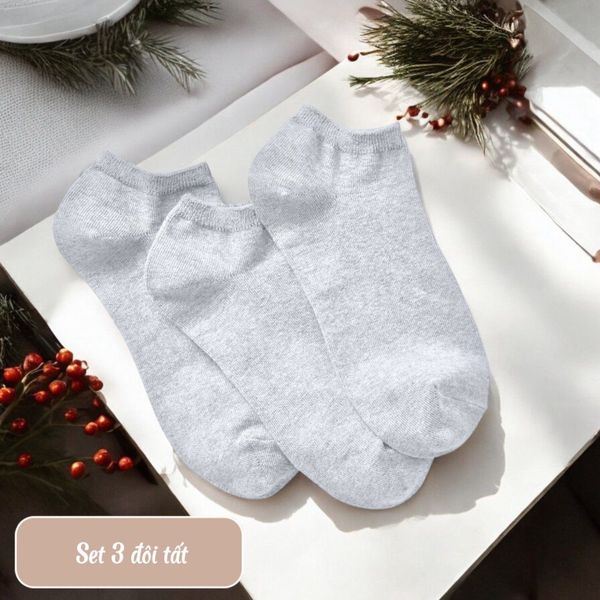 Set 3 đôi tất cổ ngắn A4118 / XÁM ( B81 )