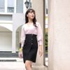 Đầm dài tay phối chân váy vạt chéo ViAnh V6276