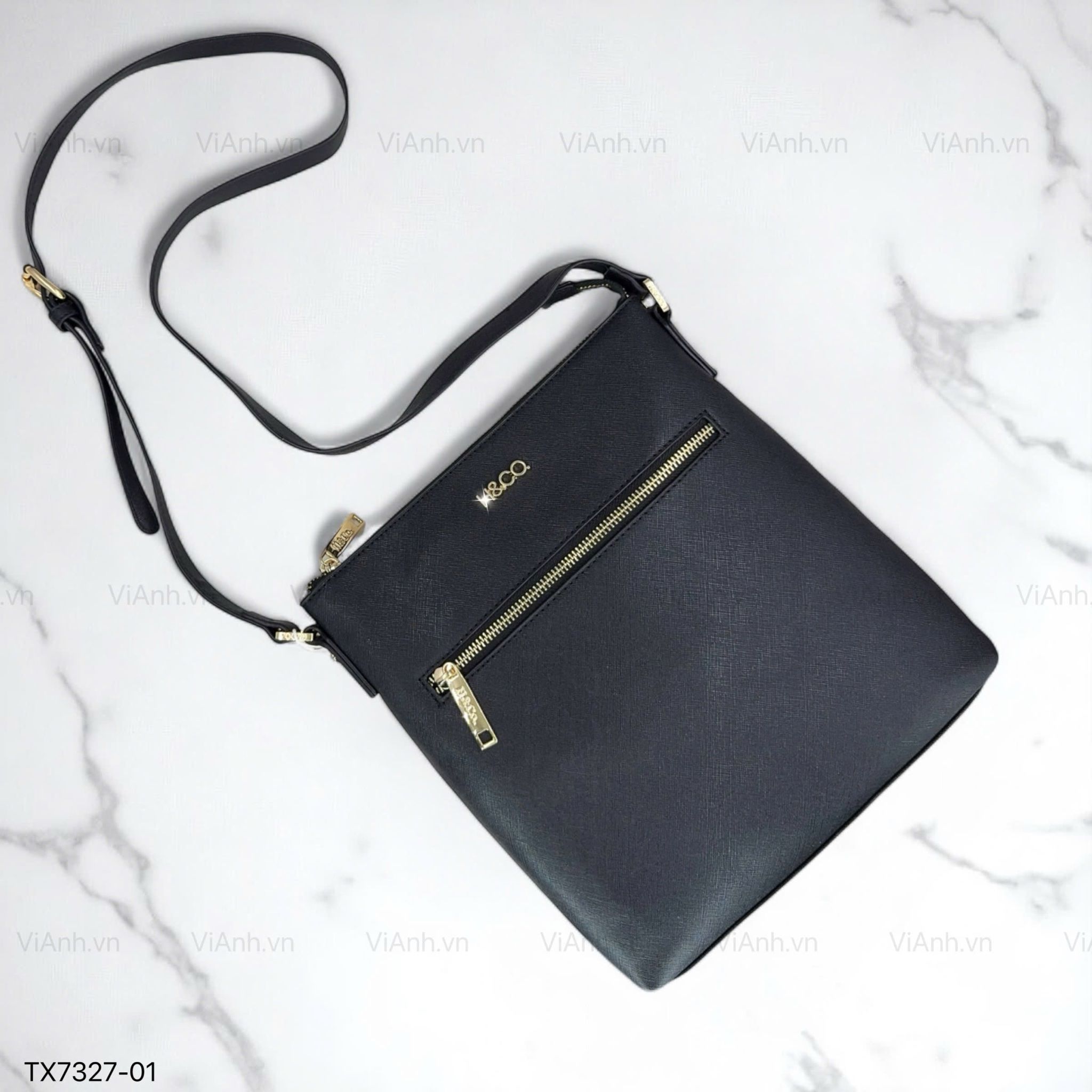 Túi xách TX7327 đen khóa kéo mặt ( G37 )
