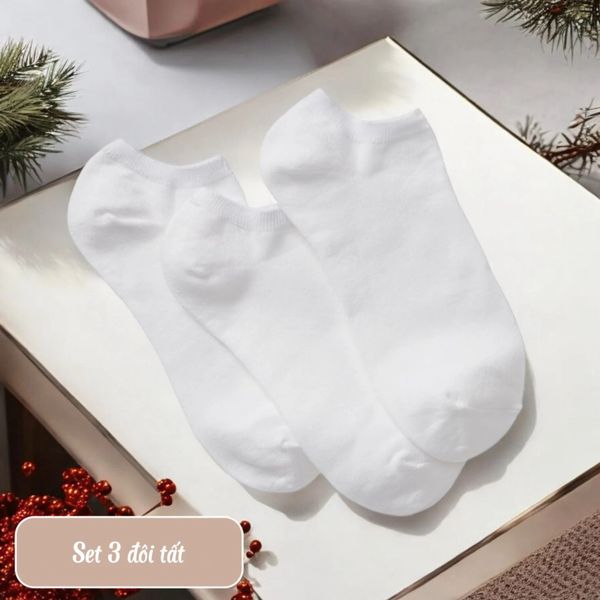 Set 3 đôi tất cổ ngắn A4119 / TRẮNG ( B82 )
