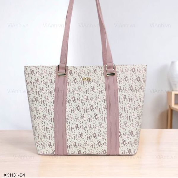 Túi Totebag H31 XK1131 phom cánh dơi khoác vai / m40 đ32 c29 / TRẮNG CHỮ HỒNG