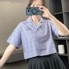 Áo C416 sơ mi ngắn tay croptop trẻ em A5673 / TÍM