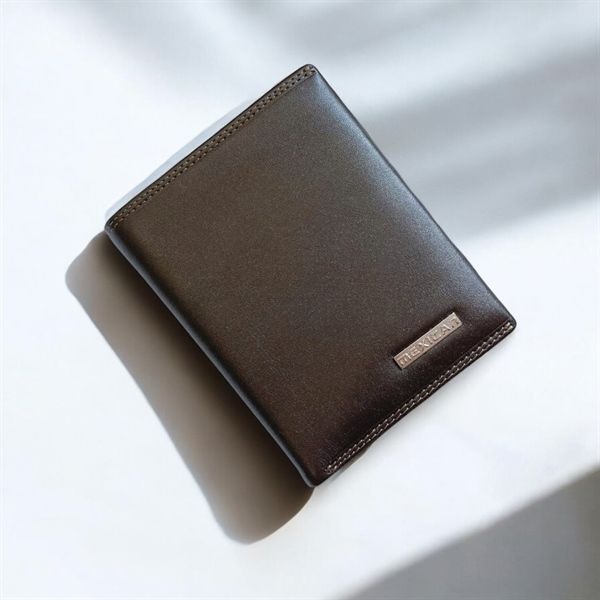 Ví ngắn da thật E432 ĐEN NÂU