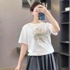 Áo H363 Thun thêu phom rộng style Hàn A5760 / TRẮNG