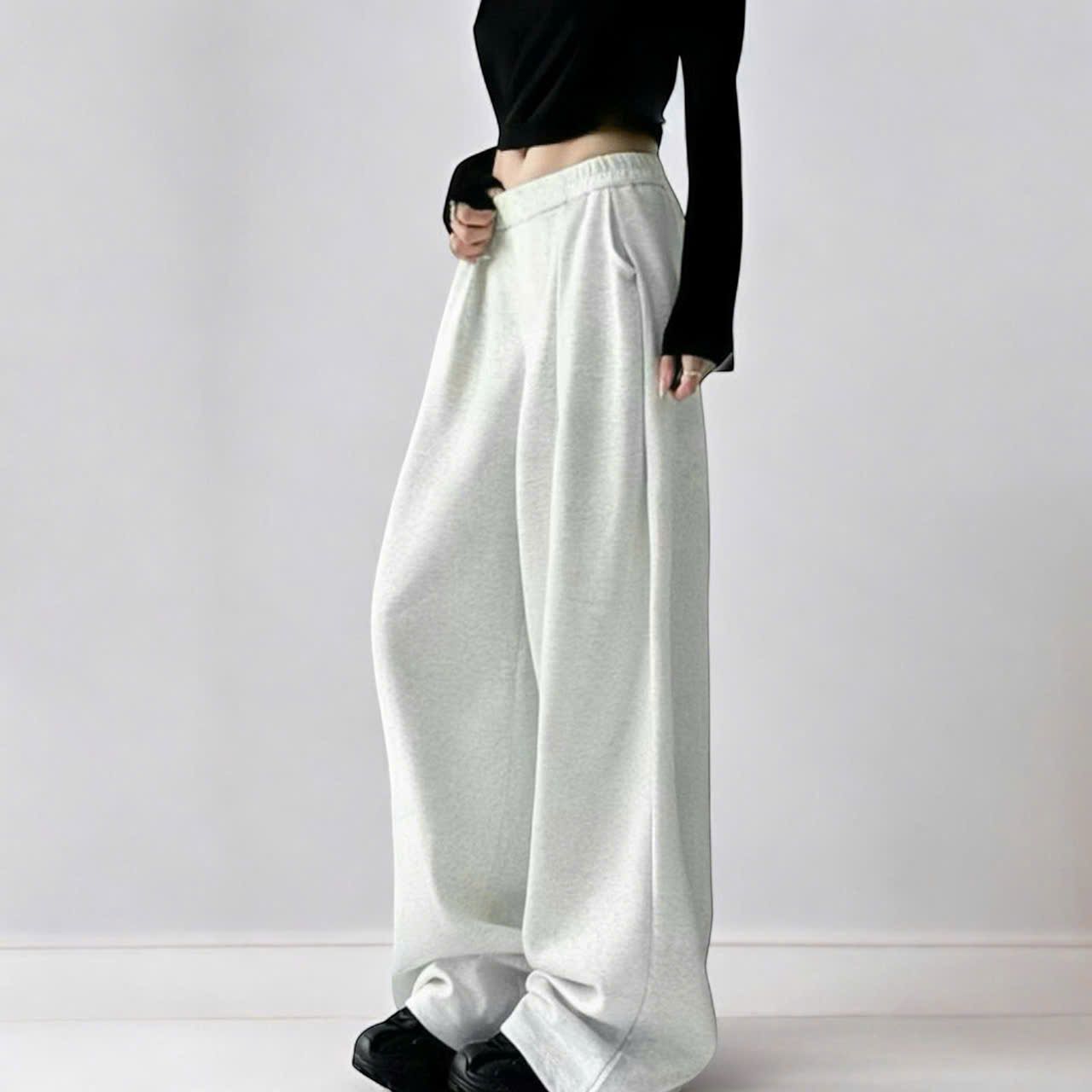 Quần nỉ Q5 ống rộng G.J A5535 / XÁM NHẠT