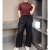 Quần dài linen ống rộng cạp chun A5904 // ĐEN Q4
