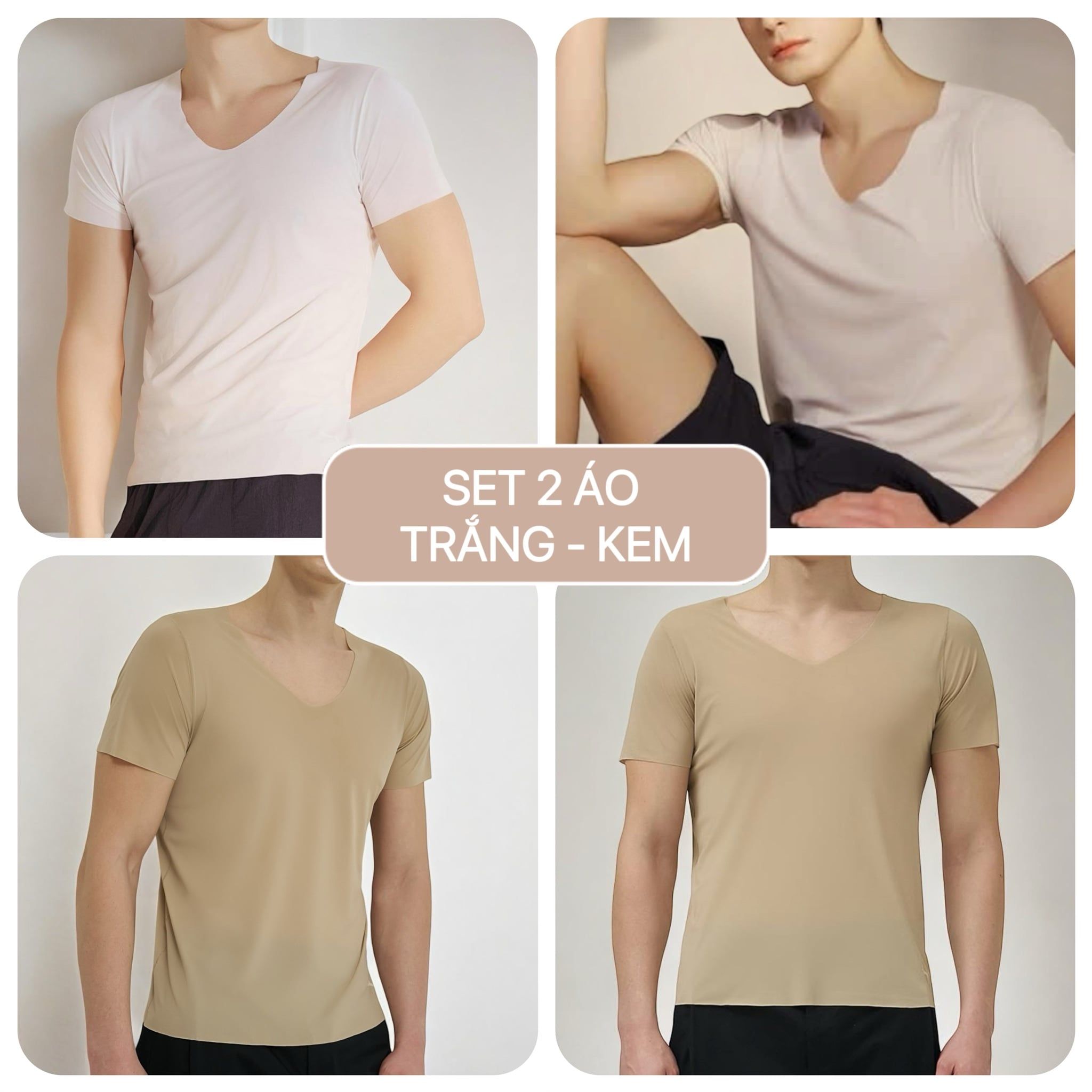 SET 2 áo ngắn tay A5831 // Kem - Trắng H399