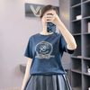 Áo H365 Thun thêu phom rộng style Hàn A5762 / ĐEN XANH