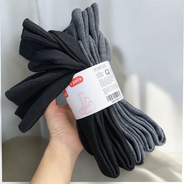 Set 5 đôi tất cổ cao A4117 ( đen - xám ) ( V15 )