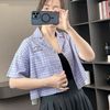 Áo C416 sơ mi ngắn tay croptop trẻ em A5673 / TÍM