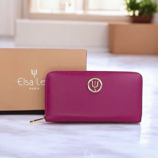 Ví dài da thật ELSA H971 / 22x12 / HỒNG