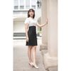 Đầm trắng đen sơ mi tay phồng ngắn ViAnh V6284