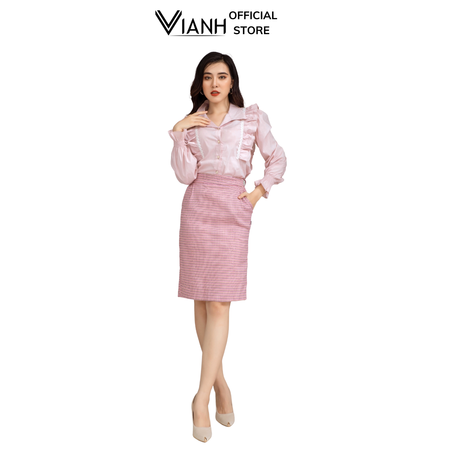Chân váy xếp ly kẻ sọc màu hồng xinh yêu cho bé gái CBT9842P  Bé Cưng Shop
