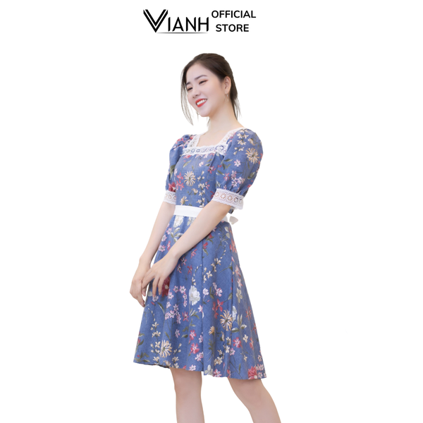 Đầm Hoa Phối Ren Thời Trang V6039