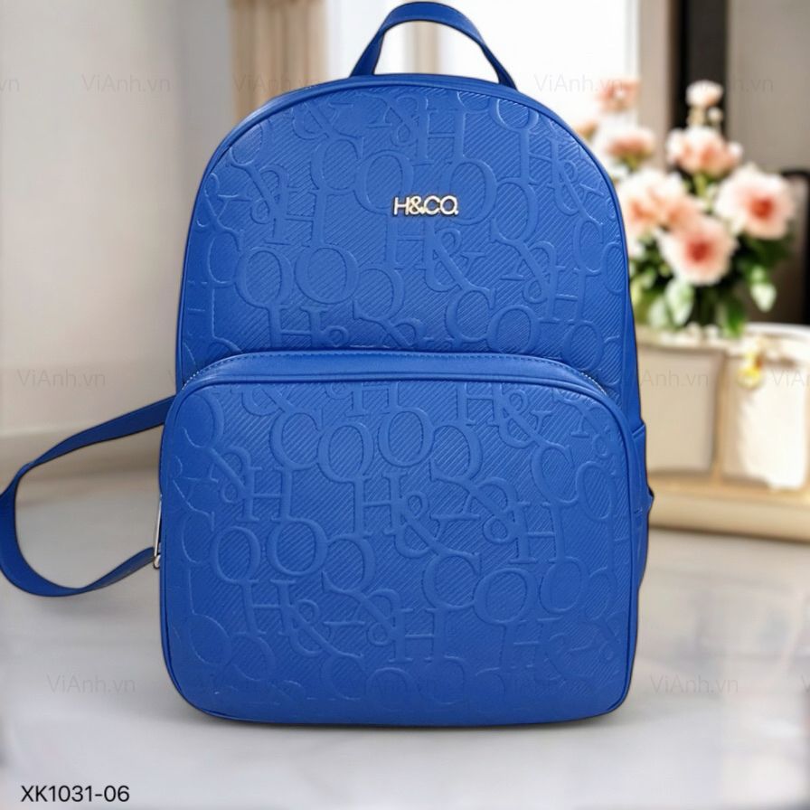 Balo B223 da mềm hoạ tiết chữ nổi XK1031 / 37x26 / XANH