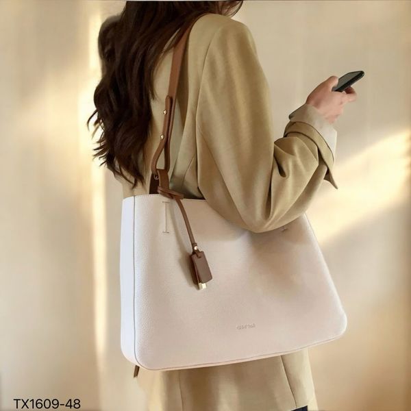 Túi xách Chio^^'2nd chữ nhật 2 dây / 30x25 / TRẮNG PHỐI NÂU A42