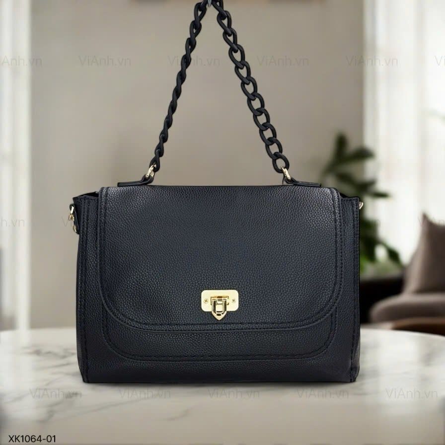 Túi xách MAP chữ nhật dây xích xách tay KĐC / 30x22 / ĐEN