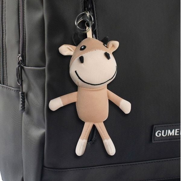 Charm thú cưng bông cute - Bò cười kem nâu