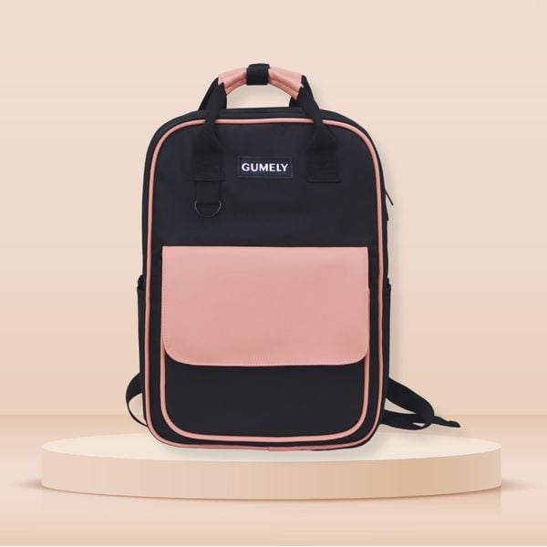 Balo GK9 Gumely màu đen phối hồng GU09 / 28x40 - TO KHÔNG GẤU