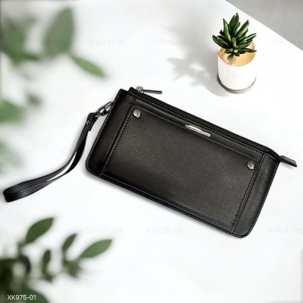 Ví dài chữ nhật kèm dây / 20x10 / ĐEN B75