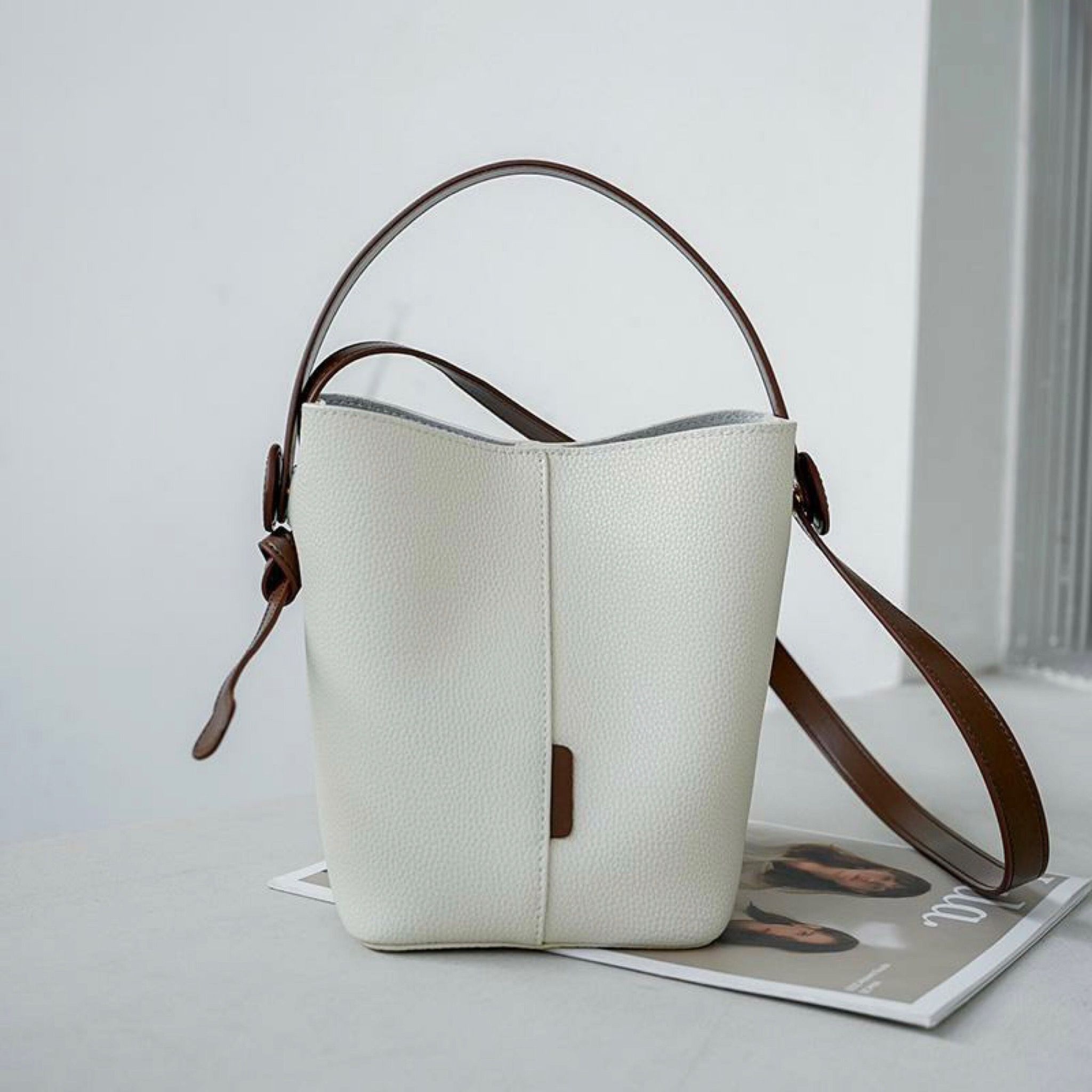 SET Túi xách da  phom cánh dơi 2 dây / m22 đ14 c20 / XANH ( G30 )