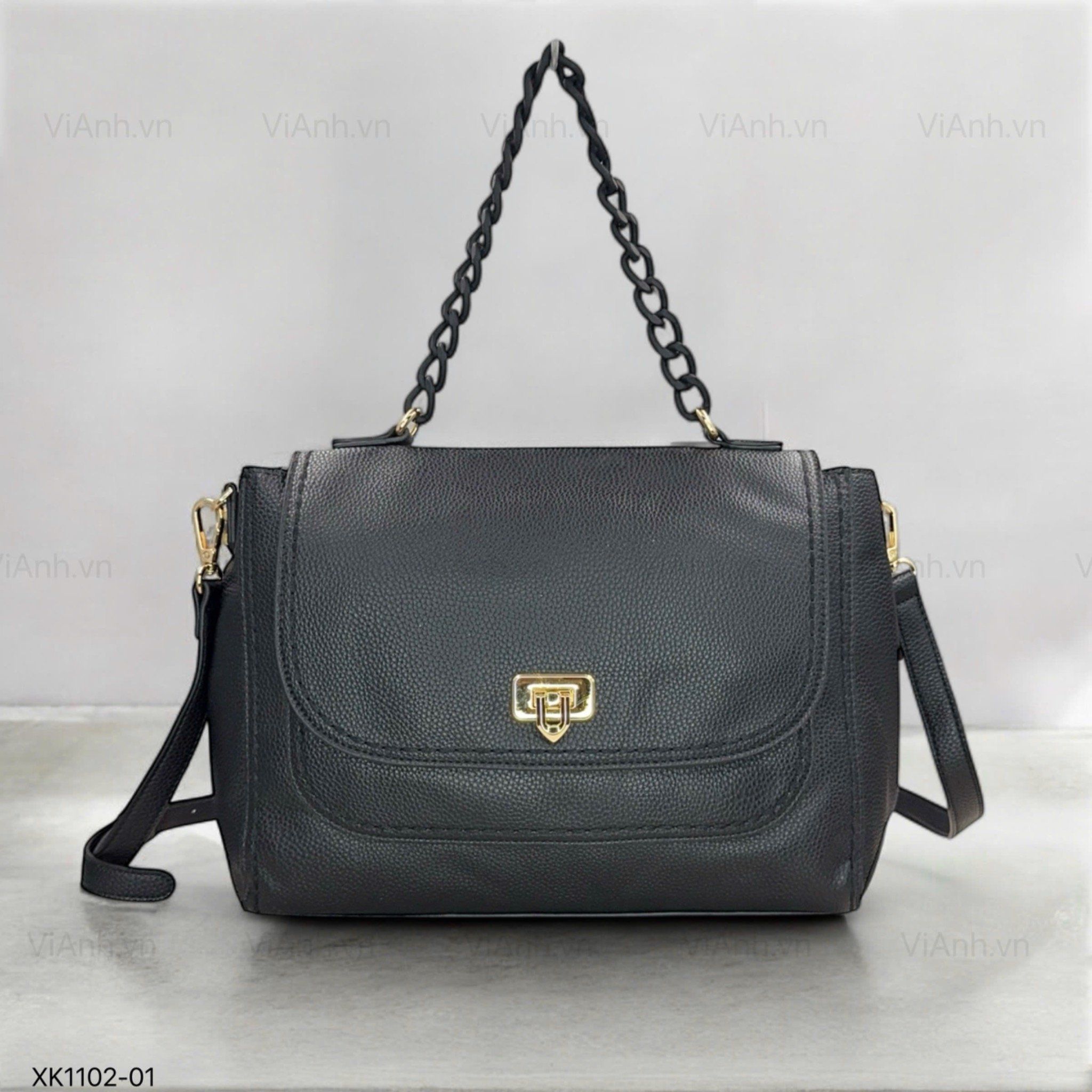 Túi xách MAP chữ nhật 2 dây CHR xích / 30x22 / ĐEN