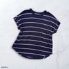 Áo len ngắn tay chờm vai A5979 / XANH KẺ TRẮNG B79