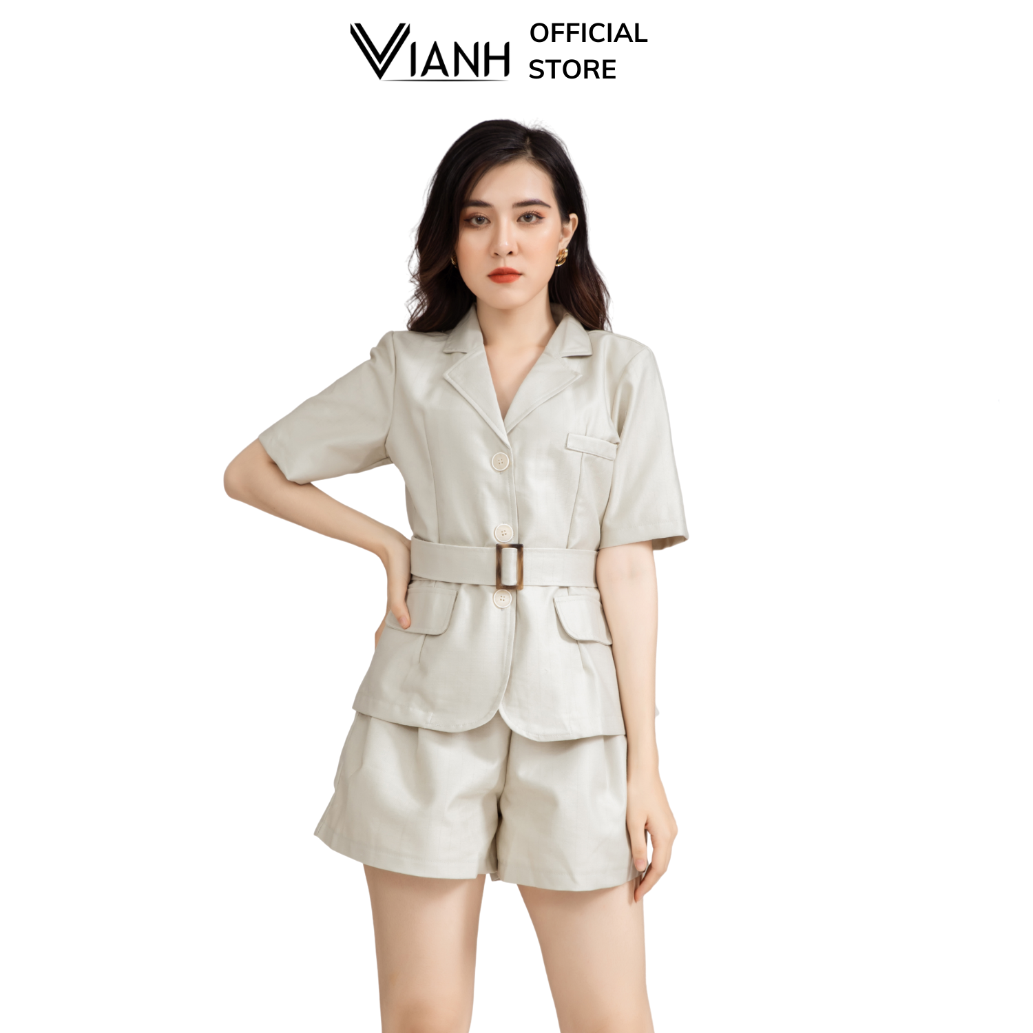 Bộ linen giả vest tay ngắn