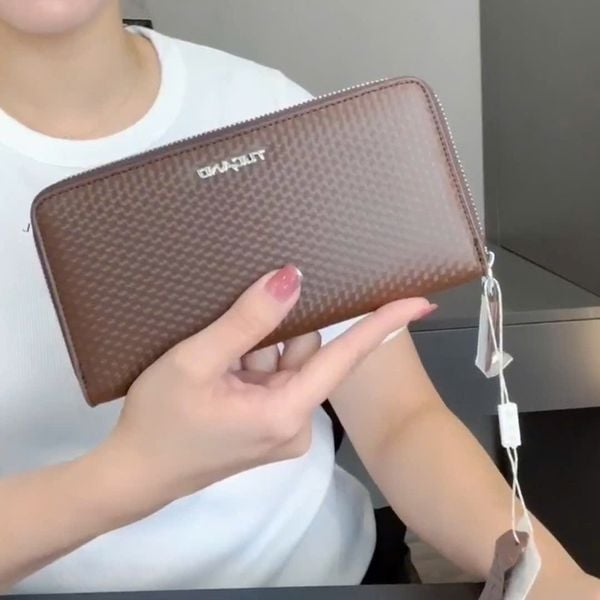 Ví dài TX1192 da vân NÂU M24