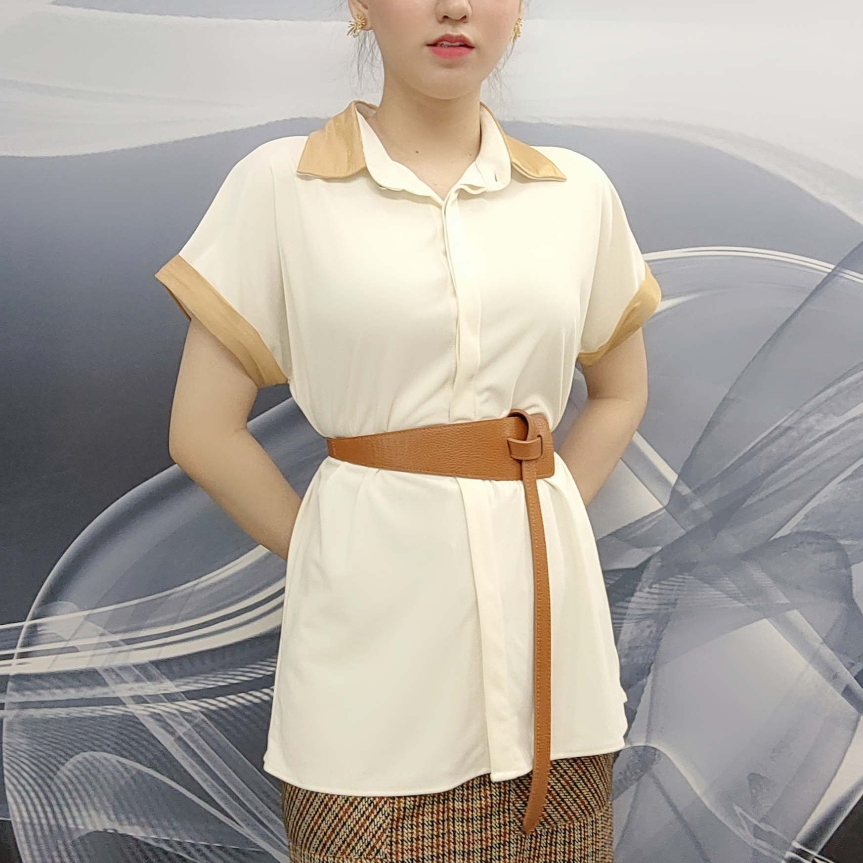 Áo Sơ Mi Nữ Kẻ Sọc Cổ Sen Phối Ren Bèo Màu Đỏ  ASM001  Dinos Fashion