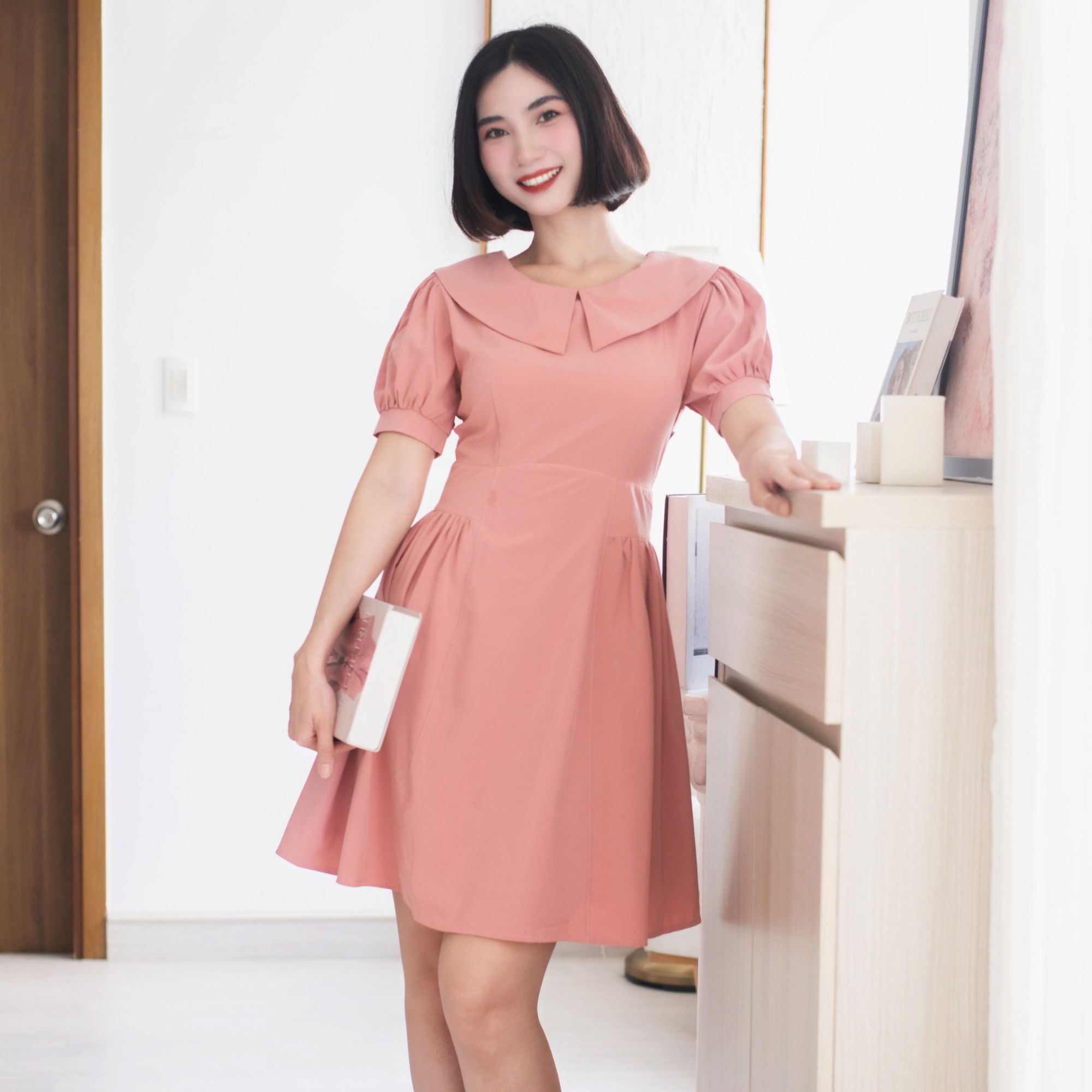 Thời trang HeraDG Đầm xòe A cổ 2 ve