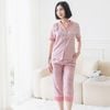 Bộ Pijama lửng coton Hàn phối lụa cao cấp V6332