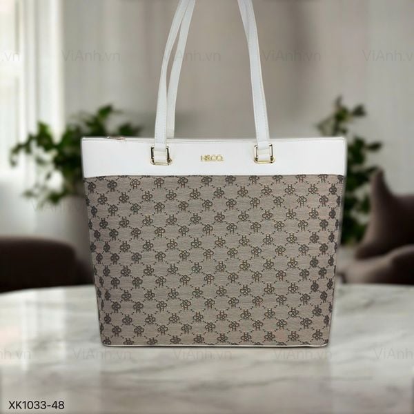 Túi H48 Totebag XK1033 size to / m40 đ35 c31 / TRẮNG PHỐI XÁM