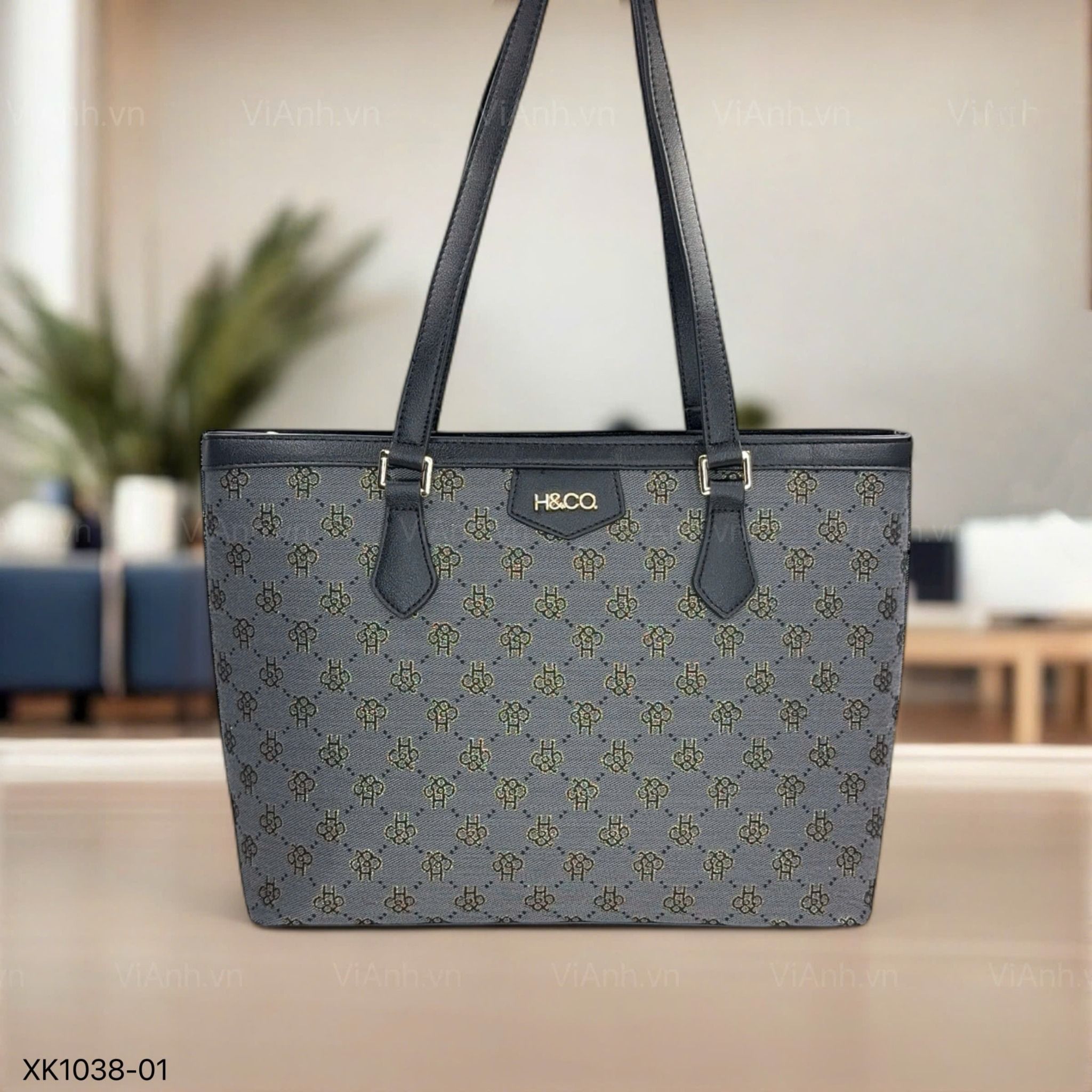 Túi B228D Totebag phom cánh dơi khoác vai vải dạ phối da XK1038 / m38 đ34 c26 / ĐEN