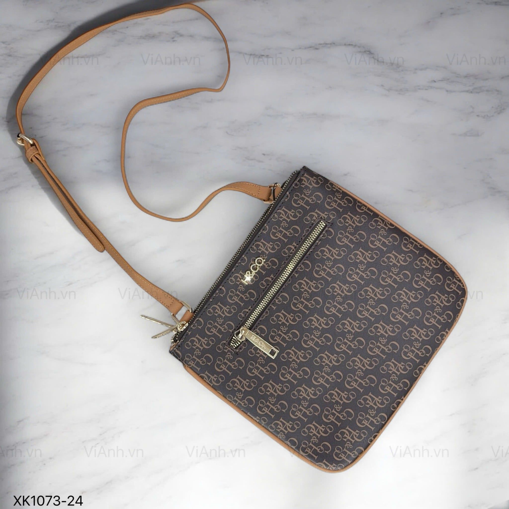 Túi xách XK1073 chữ nhật đeo chéo H73 / 24x21 / NÂU