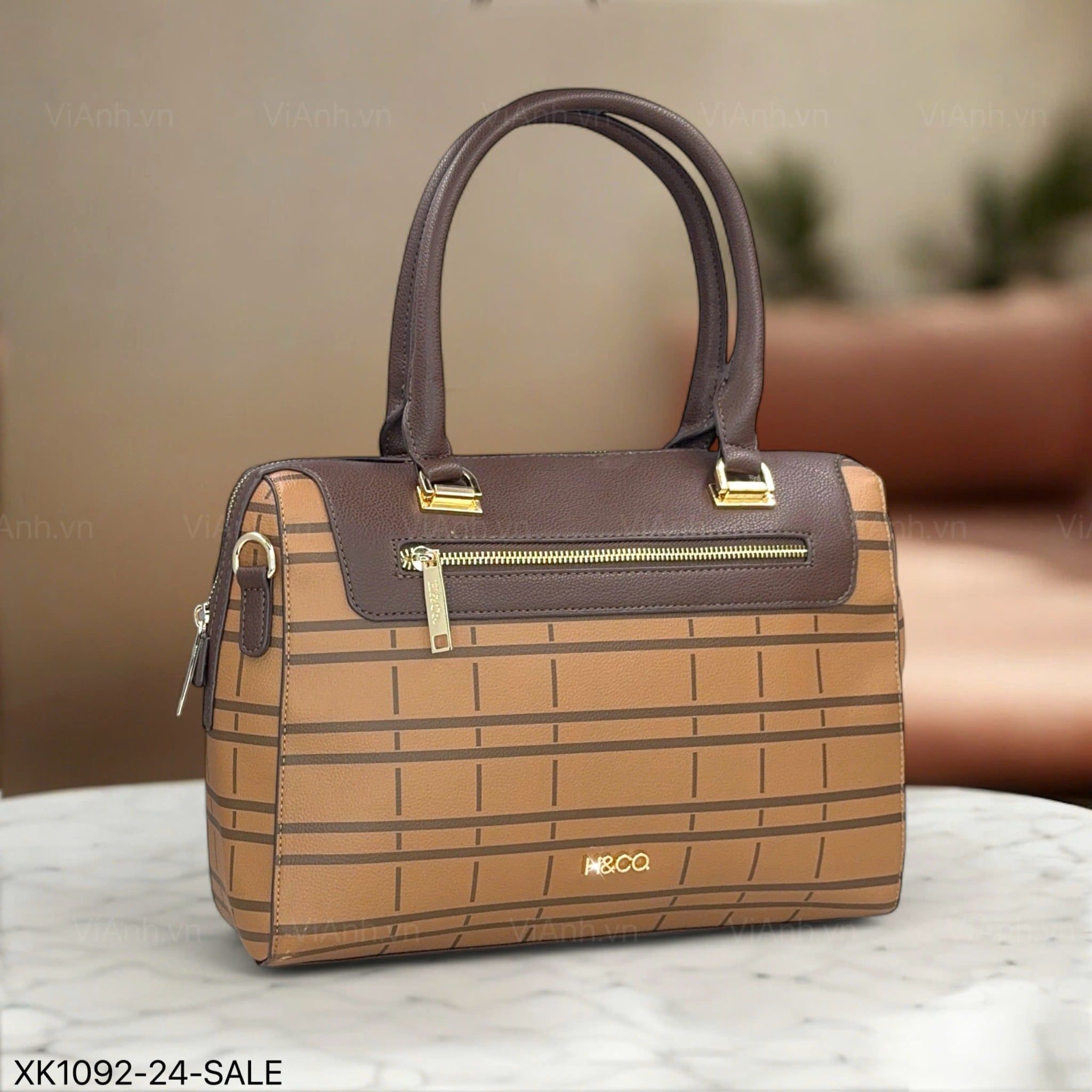 Túi xách XK1092 phom trống xách tay KĐC S92 / 33x22 / NÂU