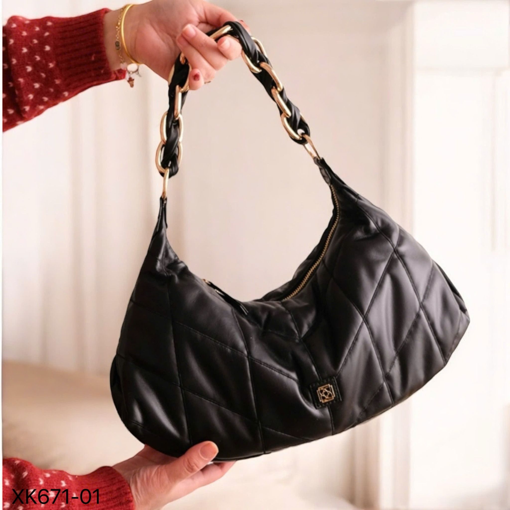 Túi xách D71 DE.SA phom bầu / 2 dây / m30 đ40 c20 / ĐEN