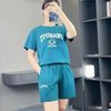 Bộ thun ngắn tay hình thêu A5886 // XANH ( B86 )