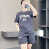 Bộ thun ngắn tay hình thêu A5890 // GHI ( B90 )
