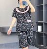 Bộ mặc nhà ( A86 ) vải lanh style Hàn A5986 / ĐEN HOA NHÍ