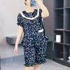Bộ mặc nhà ( A85 ) vải lanh style Hàn A5985 / ĐEN CHẤM BI
