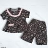 Bộ mặc nhà ( A86 ) vải lanh style Hàn A5986 / ĐEN HOA NHÍ