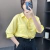Áo sơmi A96 tay lửng linen style Hàn A5996 / VÀNG