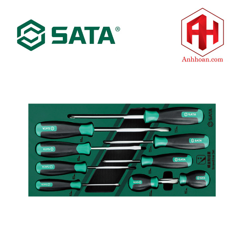 Bộ tuốc nơ vít đầu dẹp-chữ thập 9 chi tiết SATA 09913A
