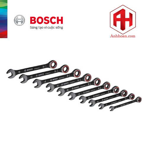 Bosch Bộ cờ lê 10 món thép đen 1600A016BU